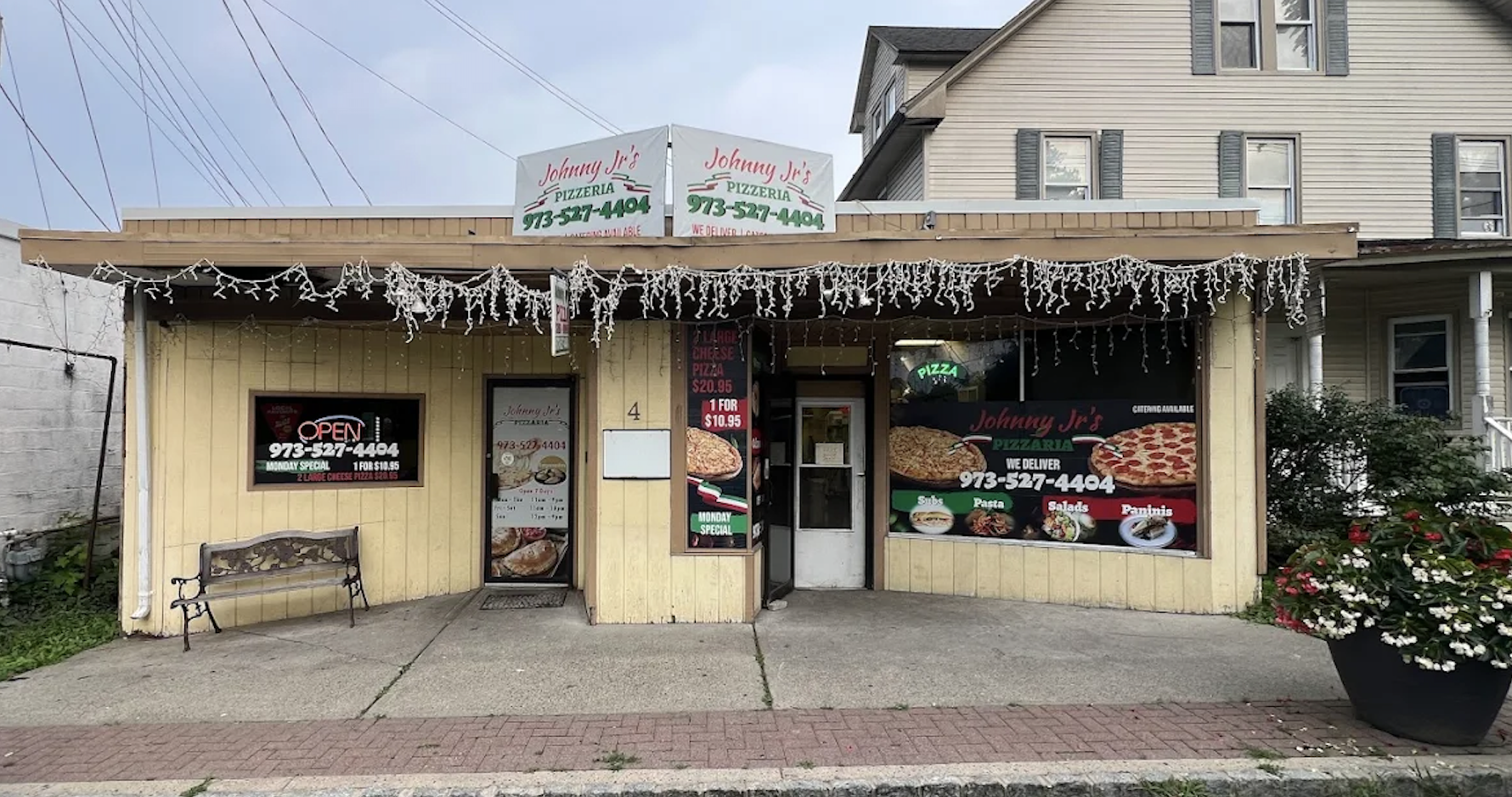 Johnny Jr's Pizza storefront on Main Street in Netcong, New Jersey